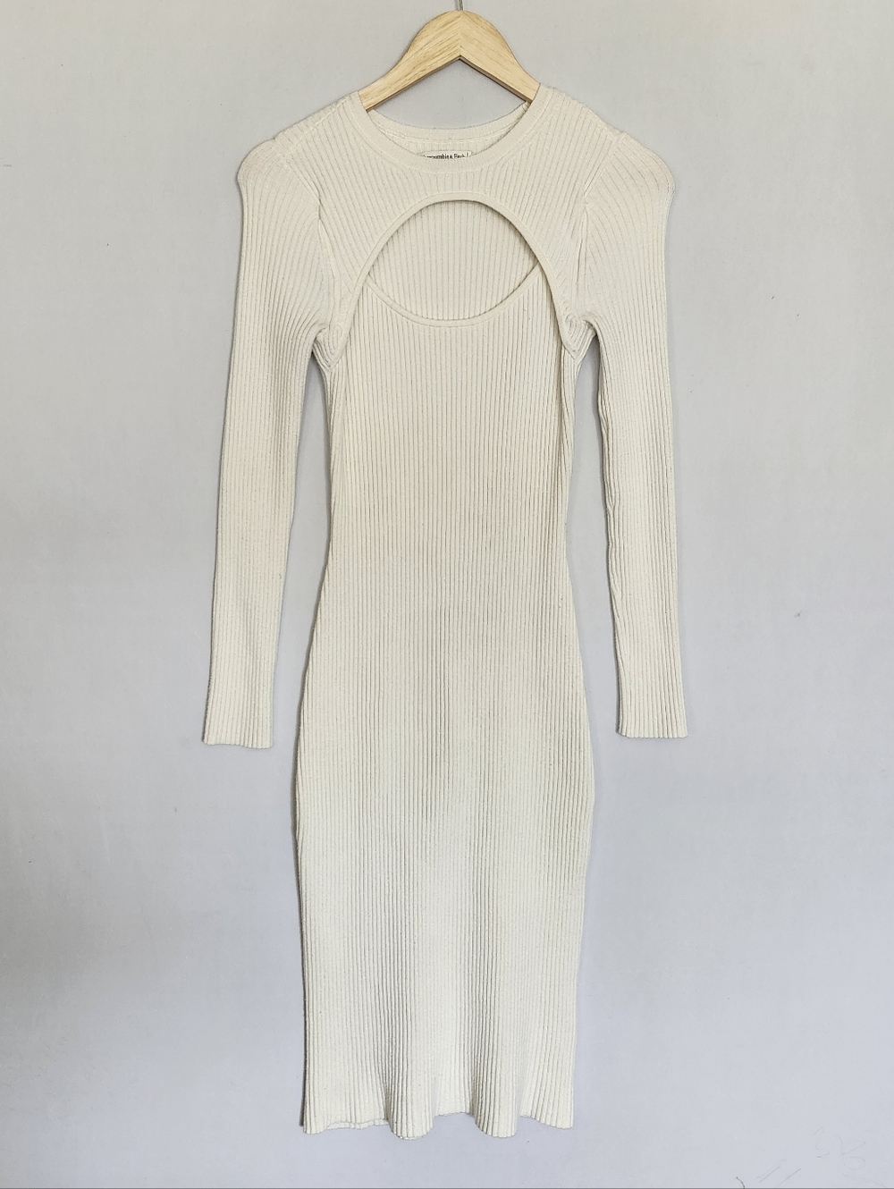 Abercrombie + Fitch Off White Ribbed Midi Sweaterdress Size S